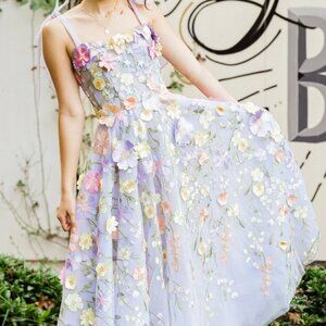 Teuta Matoshi Lavender Bloom Midi Dress